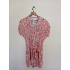 Women's MAEVE Anthropologie Pink Sailboat Romper, Size 6